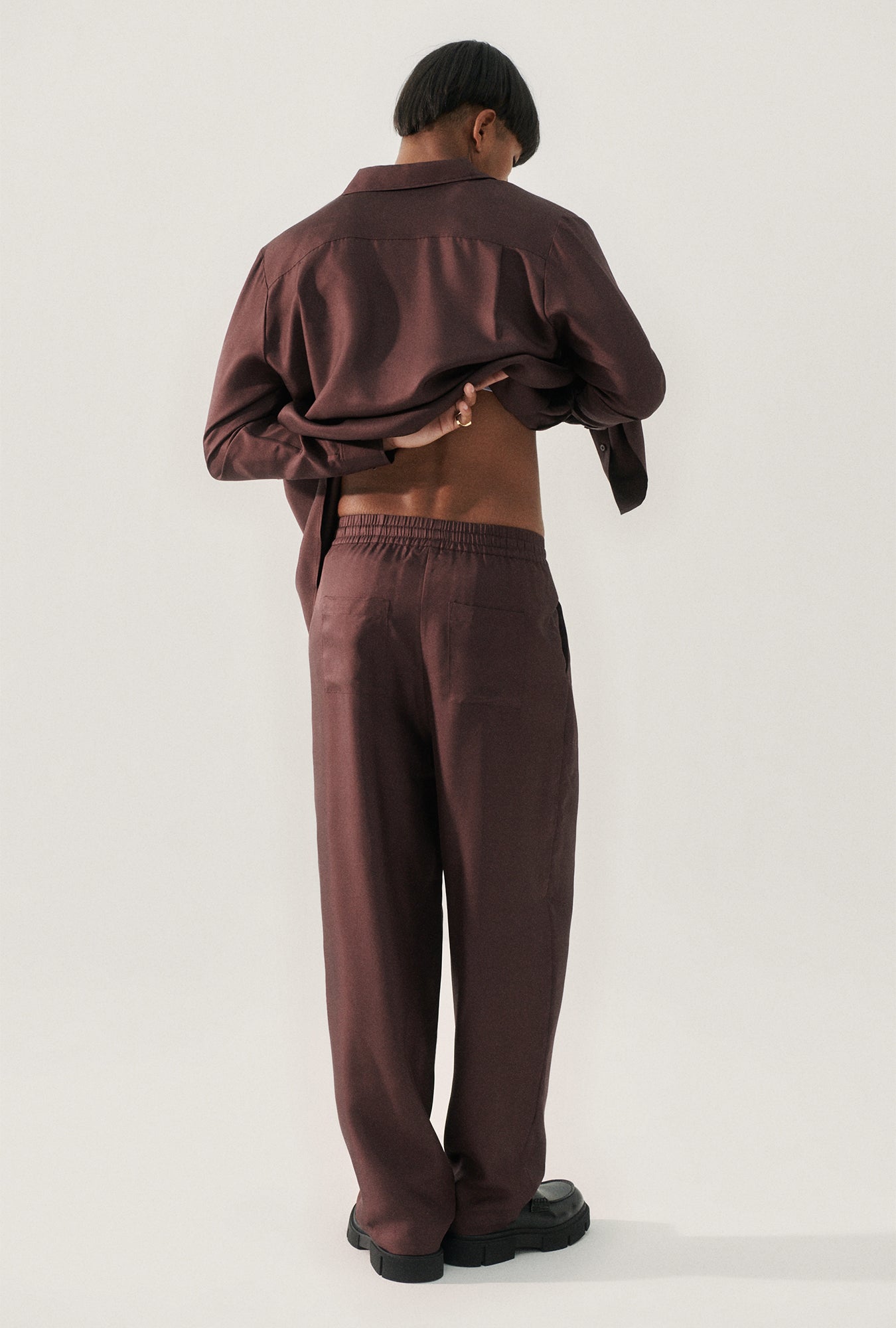 Silk Laundry Twill Slouch Pants (Cacao)