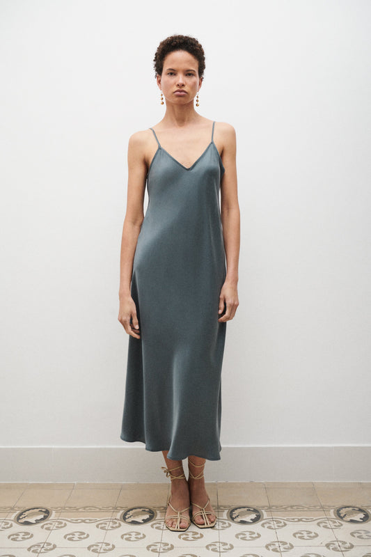 Image of Dresses. Productname: 90S Slip Dress Slate in Slate colour by brand - Silk Laundry