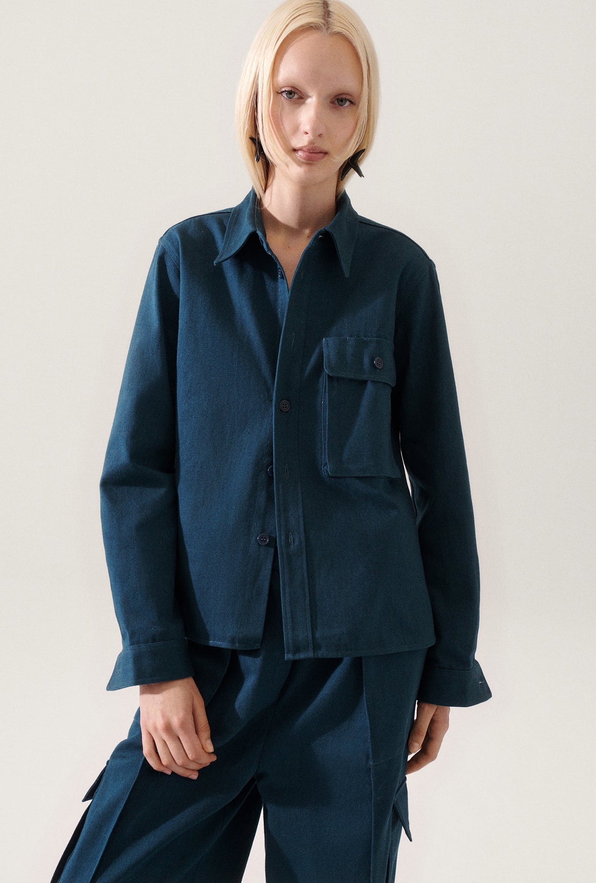 Silk Laundry Canvas Overshirt (Teal)