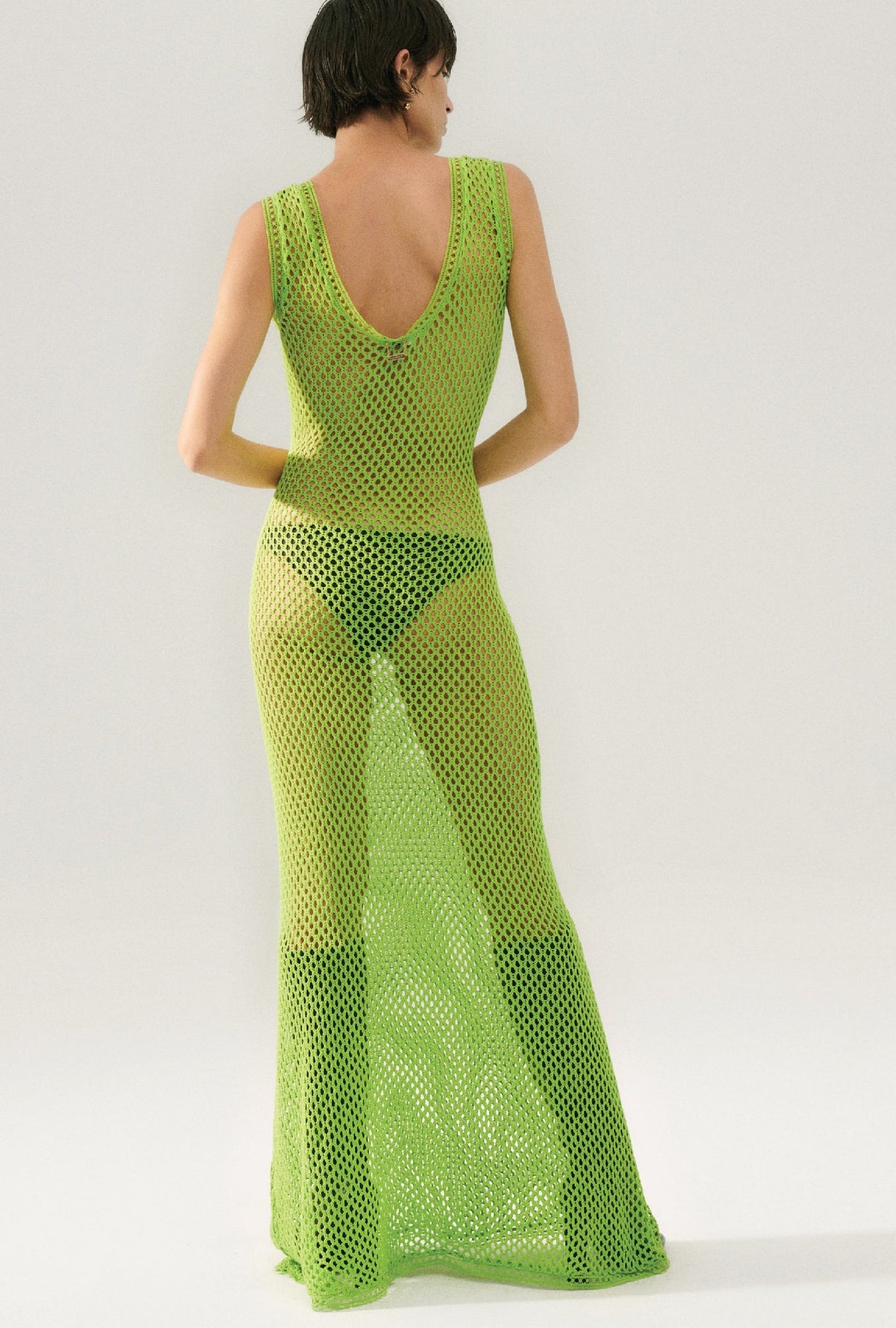Silk Laundry Crochet Scoop Neck Dress (Fern)