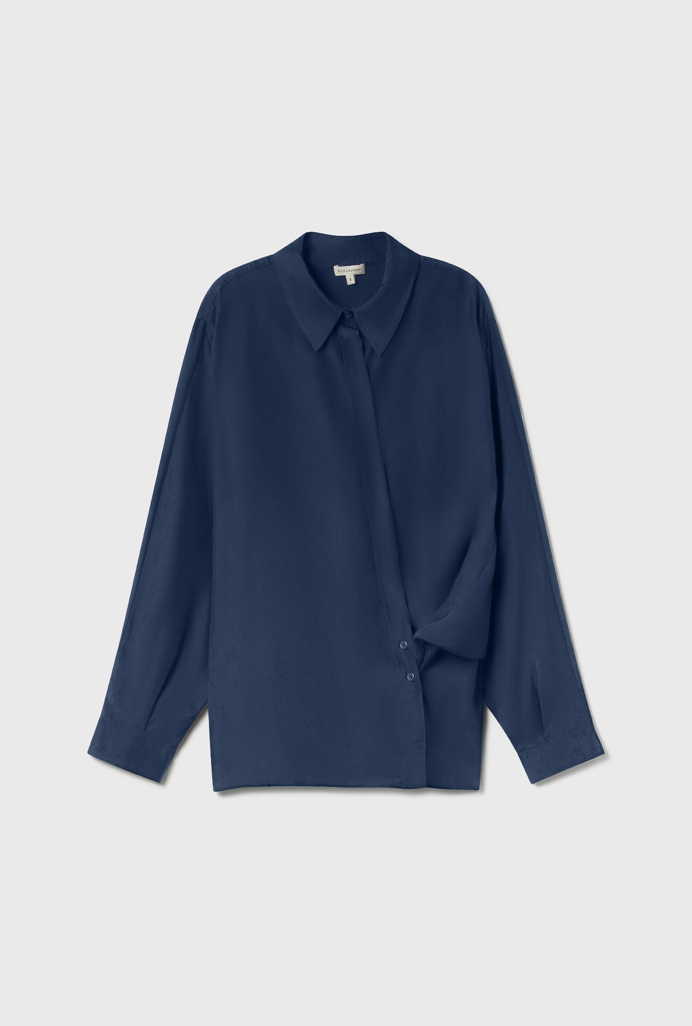 Silk Laundry Habotai Crossover Shirt (Midnight)