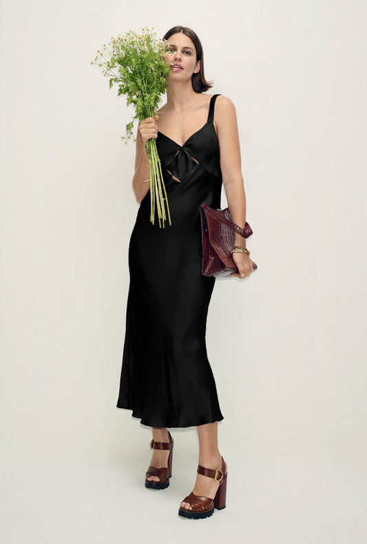 Image of Dresses. Product name - Diamond Deco Ruched Dress Black in Black colour by brand - Silk Laundry
