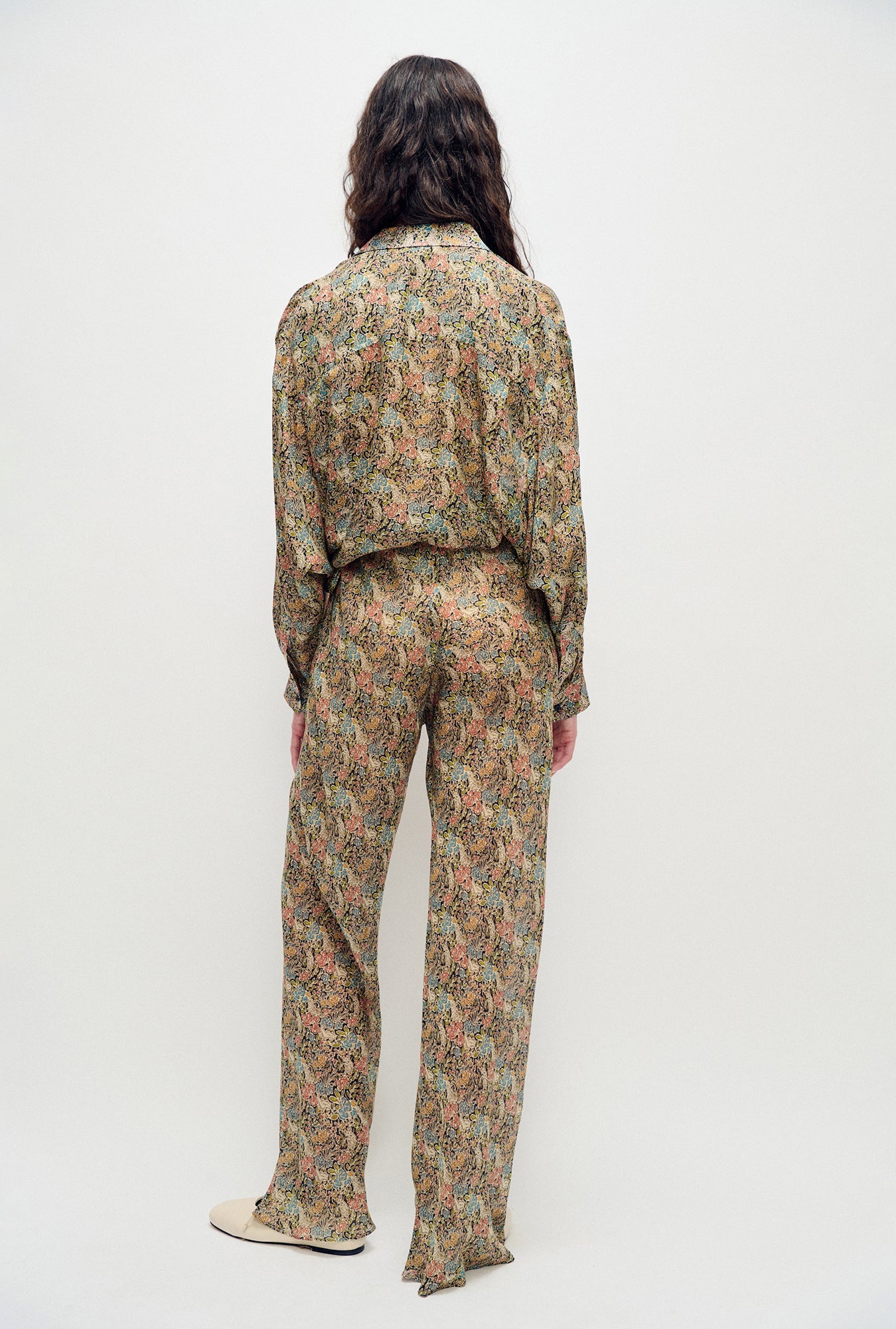 Silk Laundry Chiffon Bias Cut Pants (Sugar Floral)
