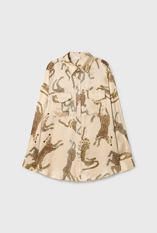 Silk Laundry Boyfriend Shirt (Jaguars Hazelnut)