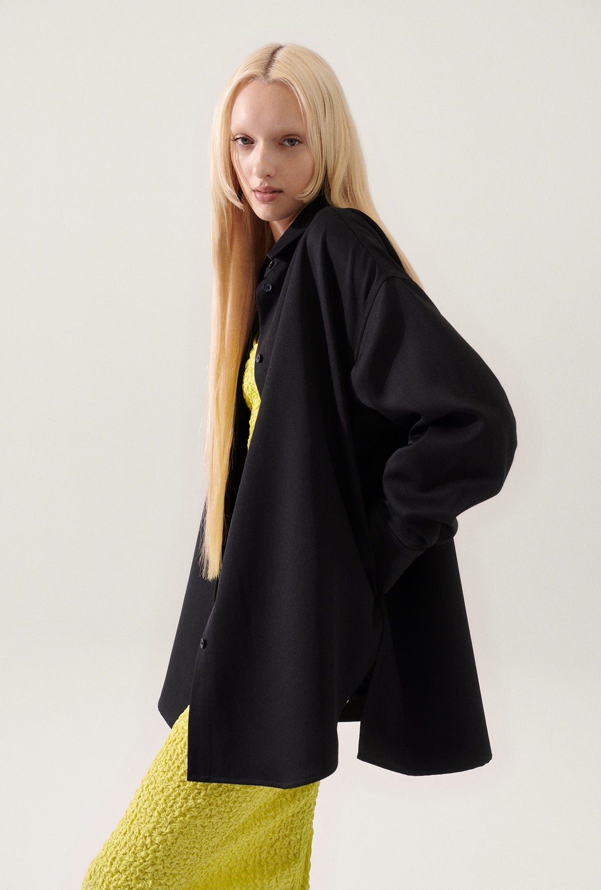Silk Laundry Wool Overshirt (Black)