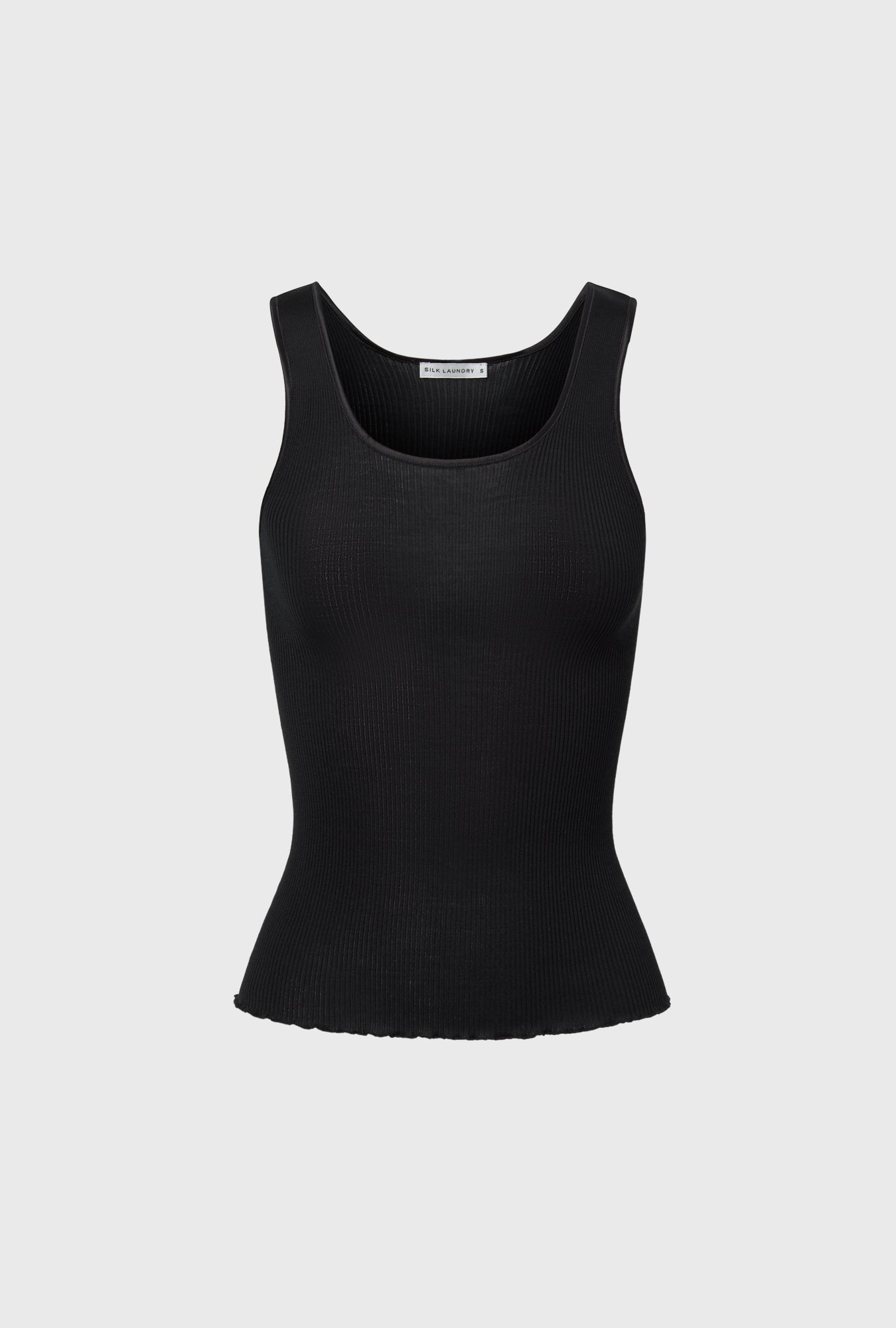 Laundry Silk Wool Ribbed Essential Tank (Black)