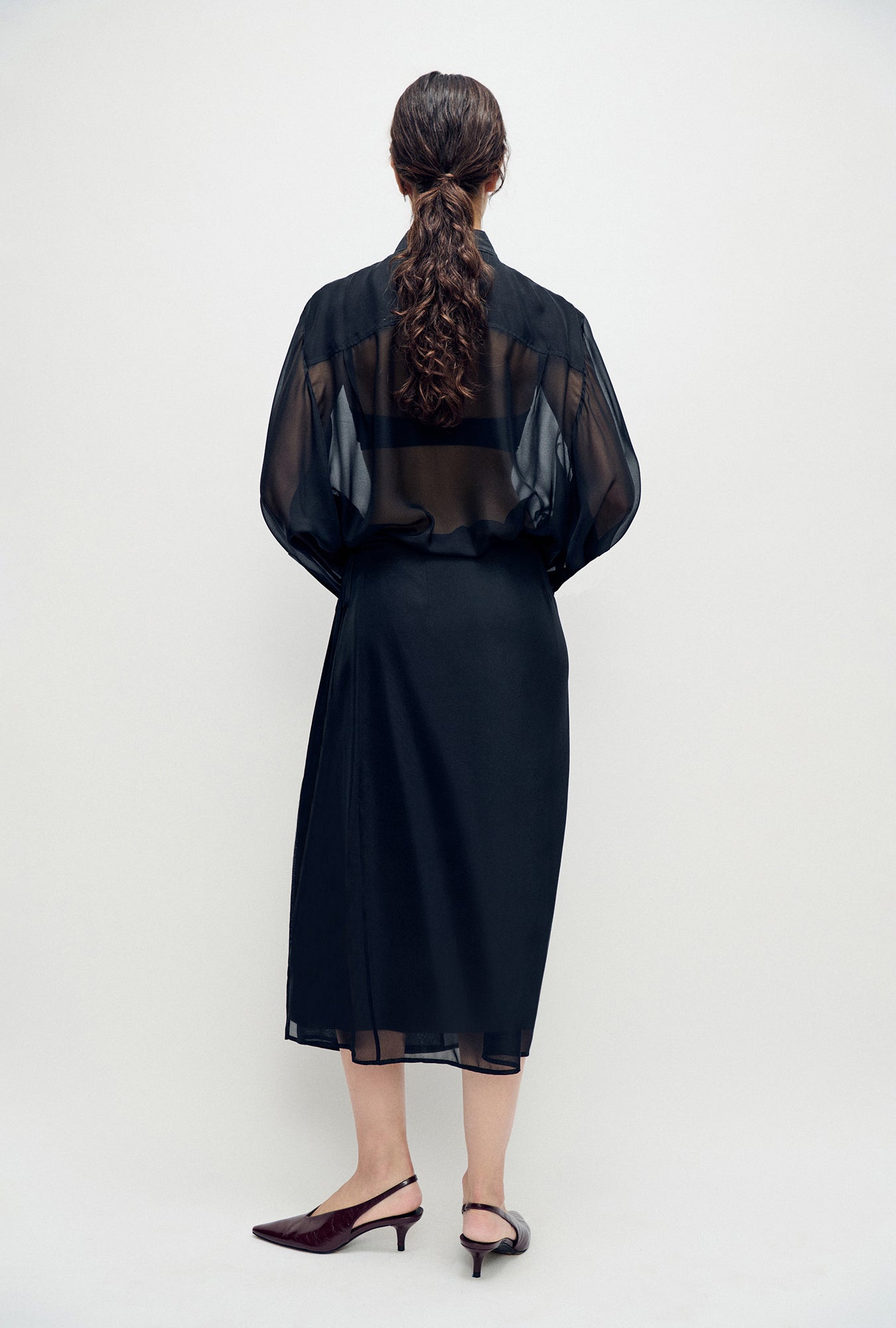 Silk Laundry Wrap Skirt (Black)