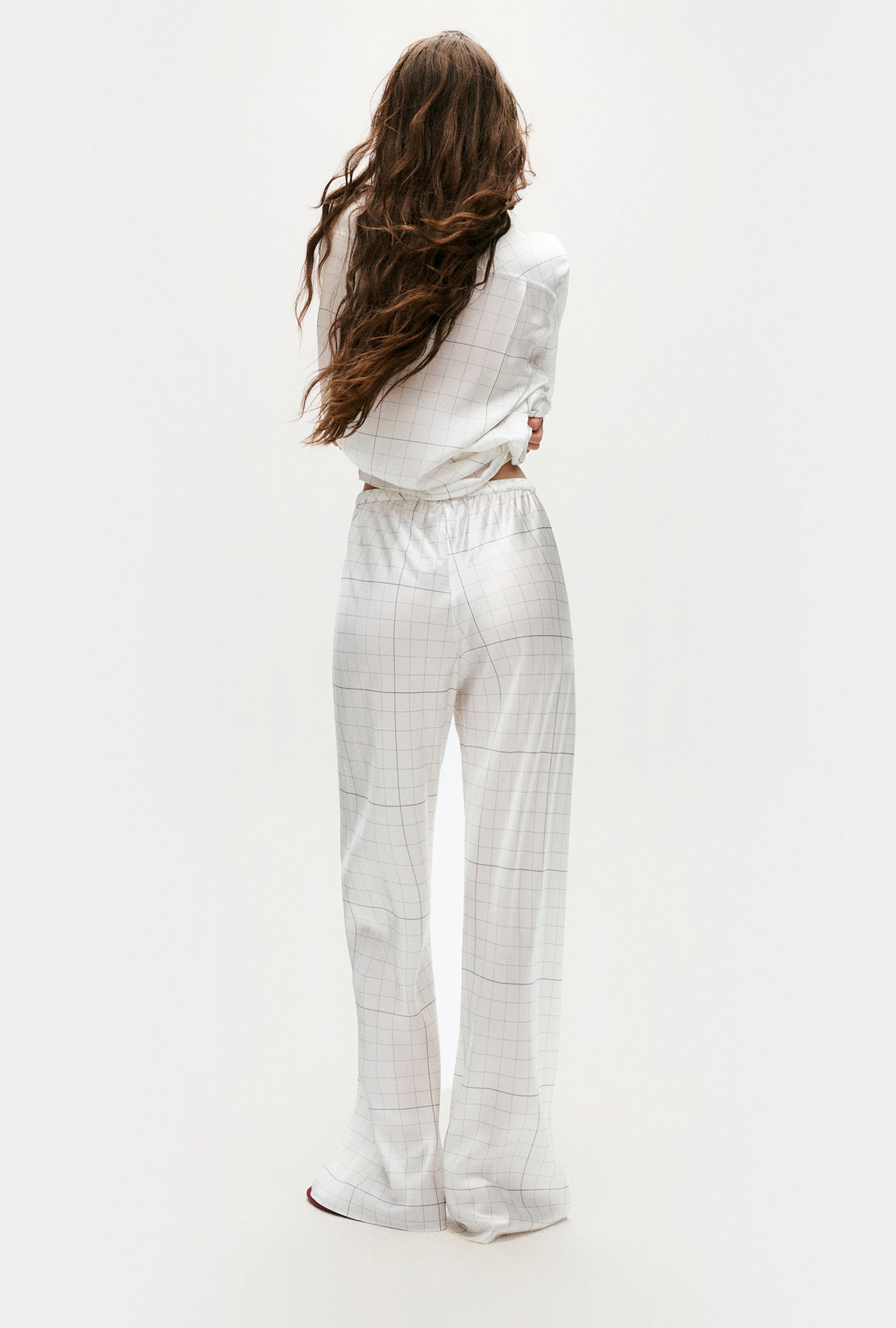 Silk Laundry Bias Cut Pants (Grid)