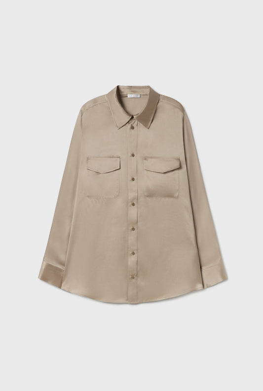 Silk Laundry Boyfriend Shirt (Graphite)