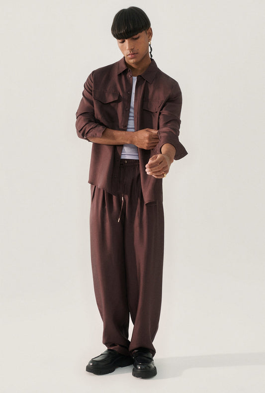 Image of Shirts. Productname: Twill Boyfriend Shirt Cacao in Cacao colour by brand - Silk Laundry