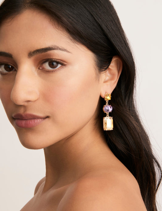 Image of Earrings. Productname: Colette 3 TIER RECTANGLE DROP EARRING in Print colour by brand - Colette