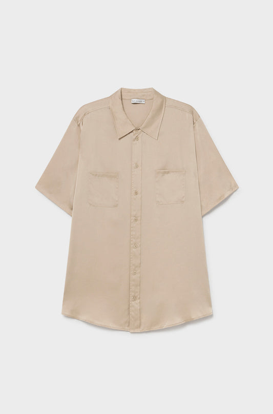 Silk Laundry SHORT SLEEVE BOYFRIEND SHIRT (Hazelnut)