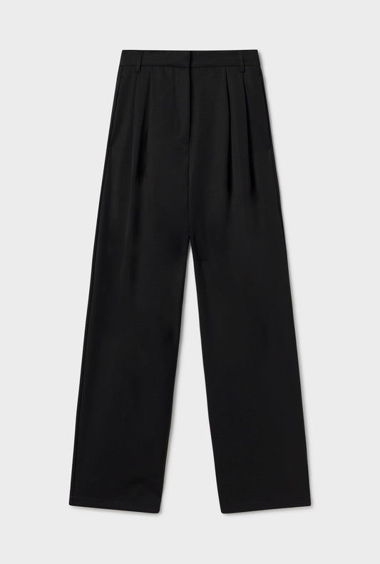 Silk Laundry Wool Trouser (Black)