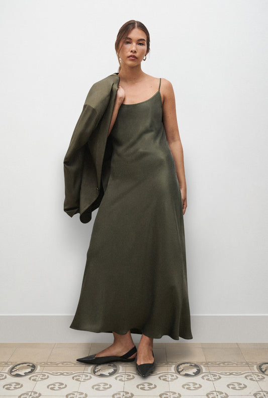 Image of Dresses. Product name - 1996 Dress Pine in Pine colour by brand - Silk Laundry
