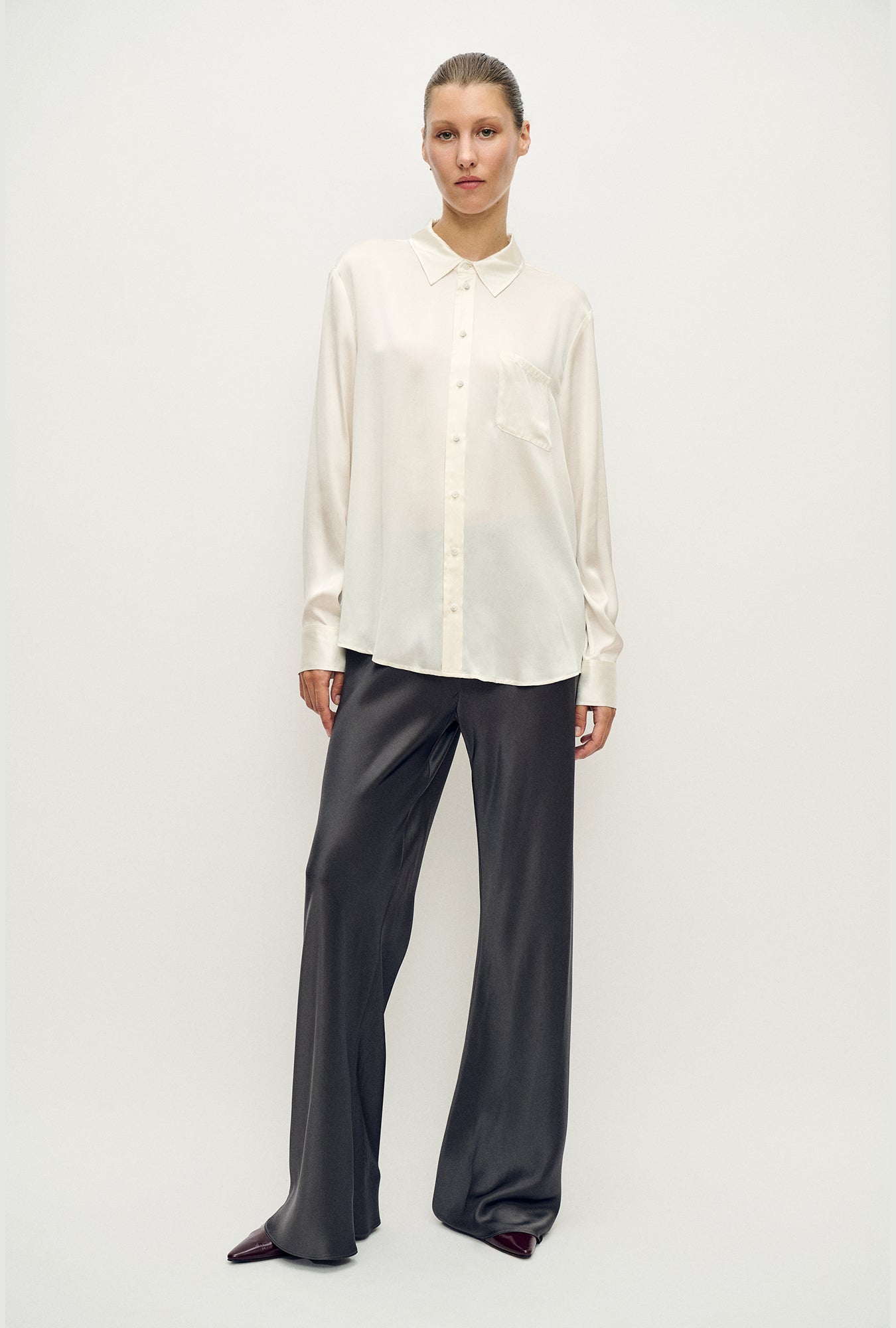 Silk Laundry Boyfriend Shirt (White)