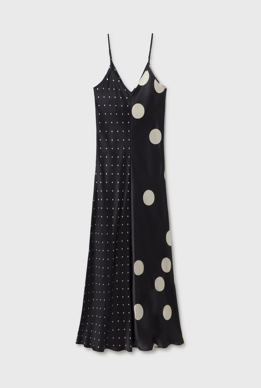 Silk Laundry Two-Tone Dress (Polka Mix)