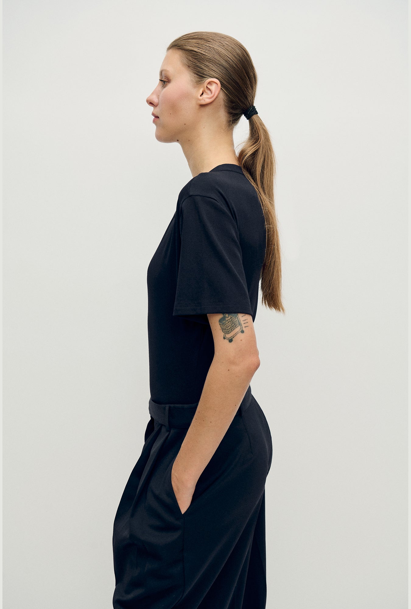 Silk Laundry Bodysuit Tee (Black)