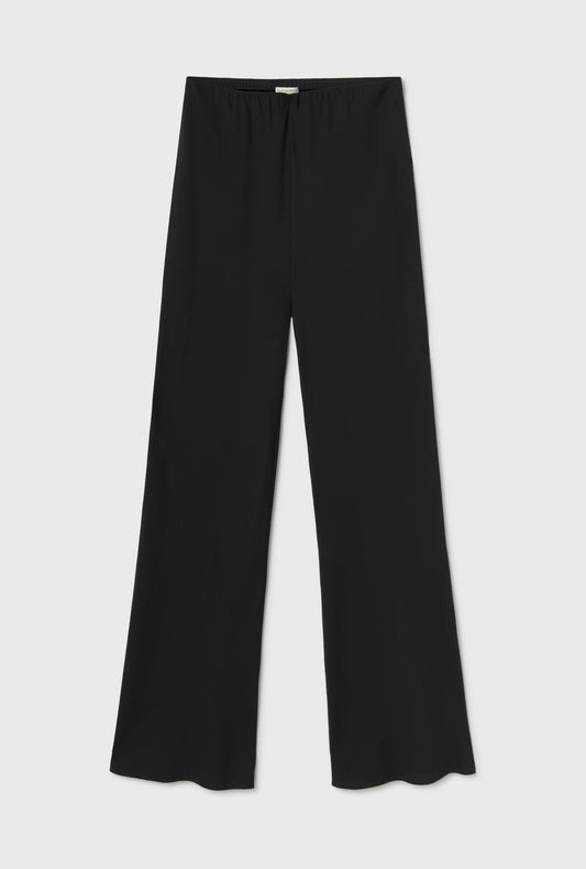 Wool Silk Wide Legged Bias Cut Pants (Black)