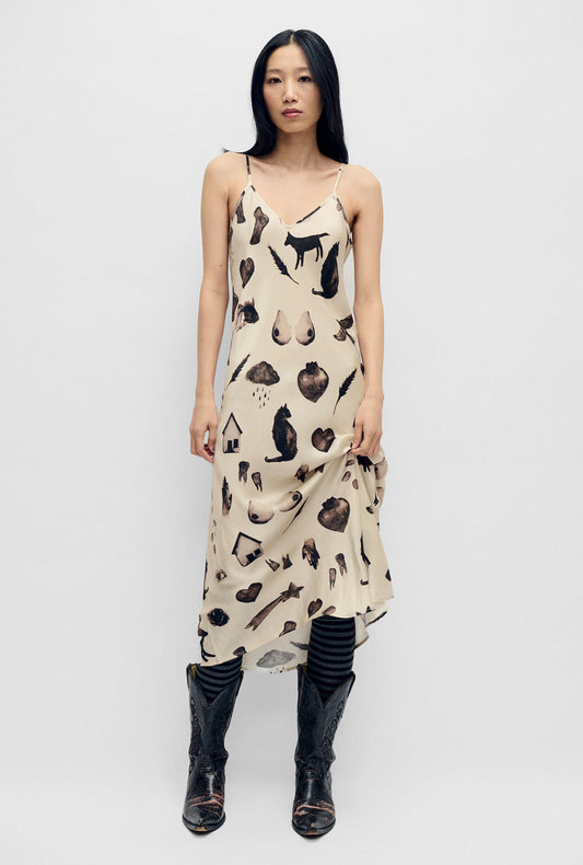 Image of Dresses. Productname: Silk Laundry 90S SLIP DRESS in Miracles Hazelnut colour by brand - Silk Laundry