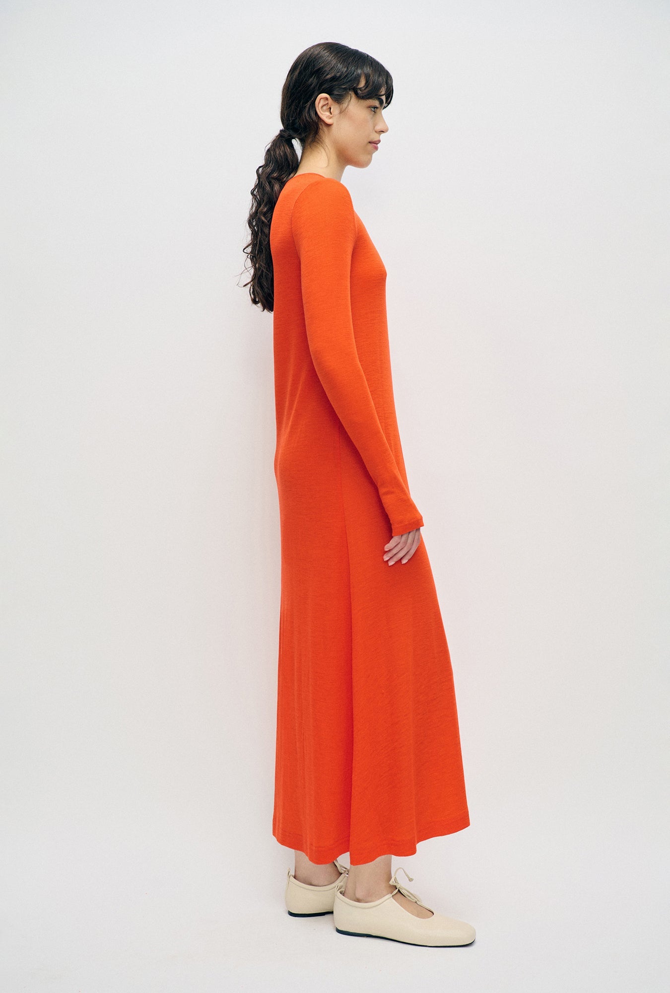 Silk Laundry Merino Full Sleeve Dress (Sunset)