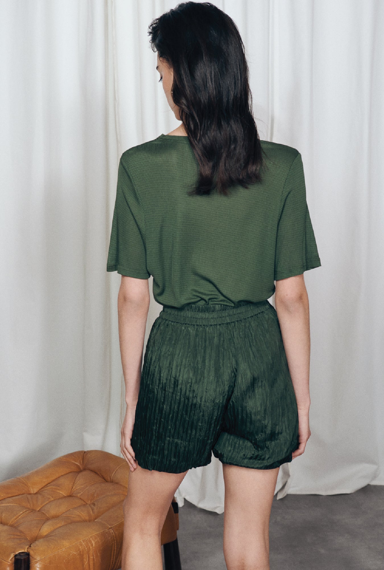Silk Laundry Crinkle Shorts (Cedar)