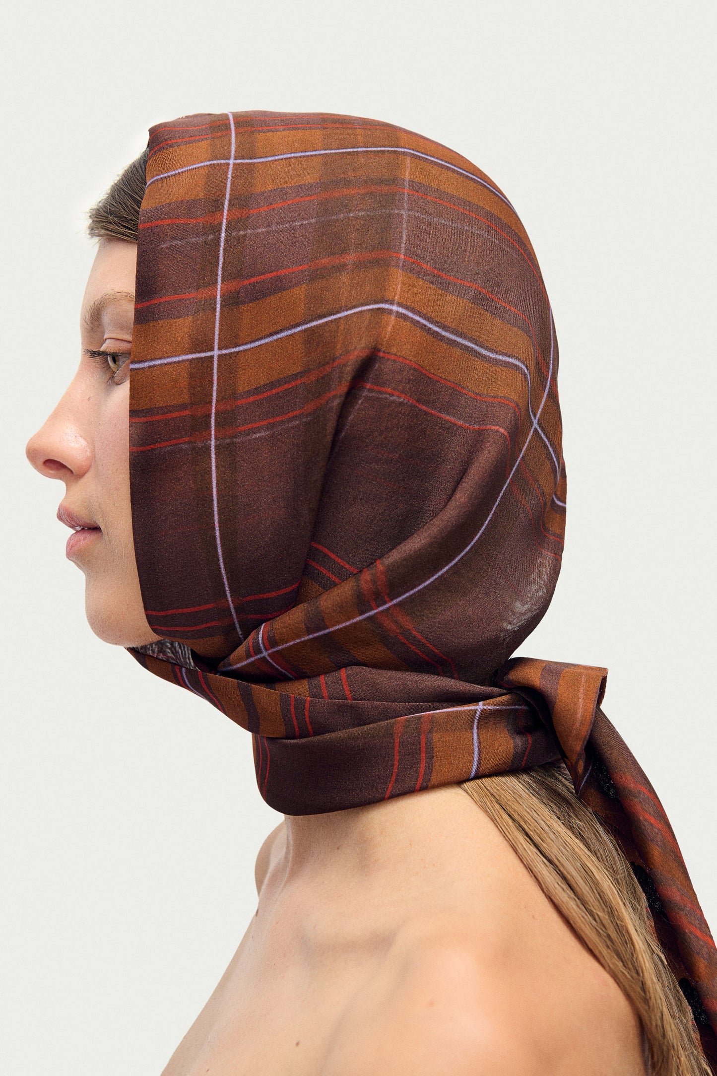 Silk Laundry Chiffon Hollywood Headscarf (Root Plaid)