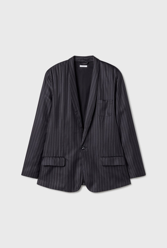Silk Laundry Twill Miami Blazer Pinstripe Black / White (Pinstripe Black/White)