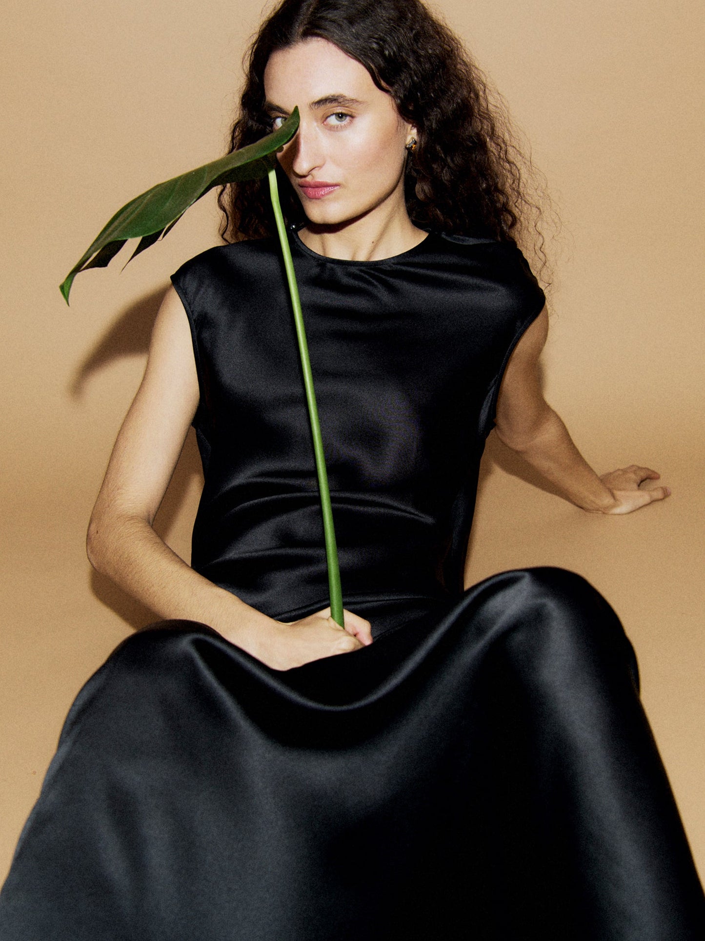 Silk Laundry Drape Dress (Black)