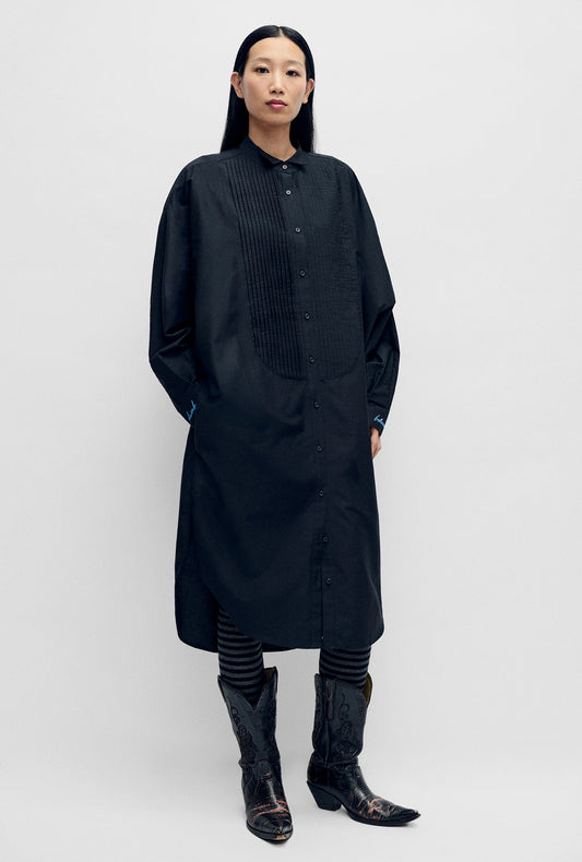 Image of Dresses. Product name - Round Tux Shirt Dress Black in Black colour by brand - Silk Laundry
