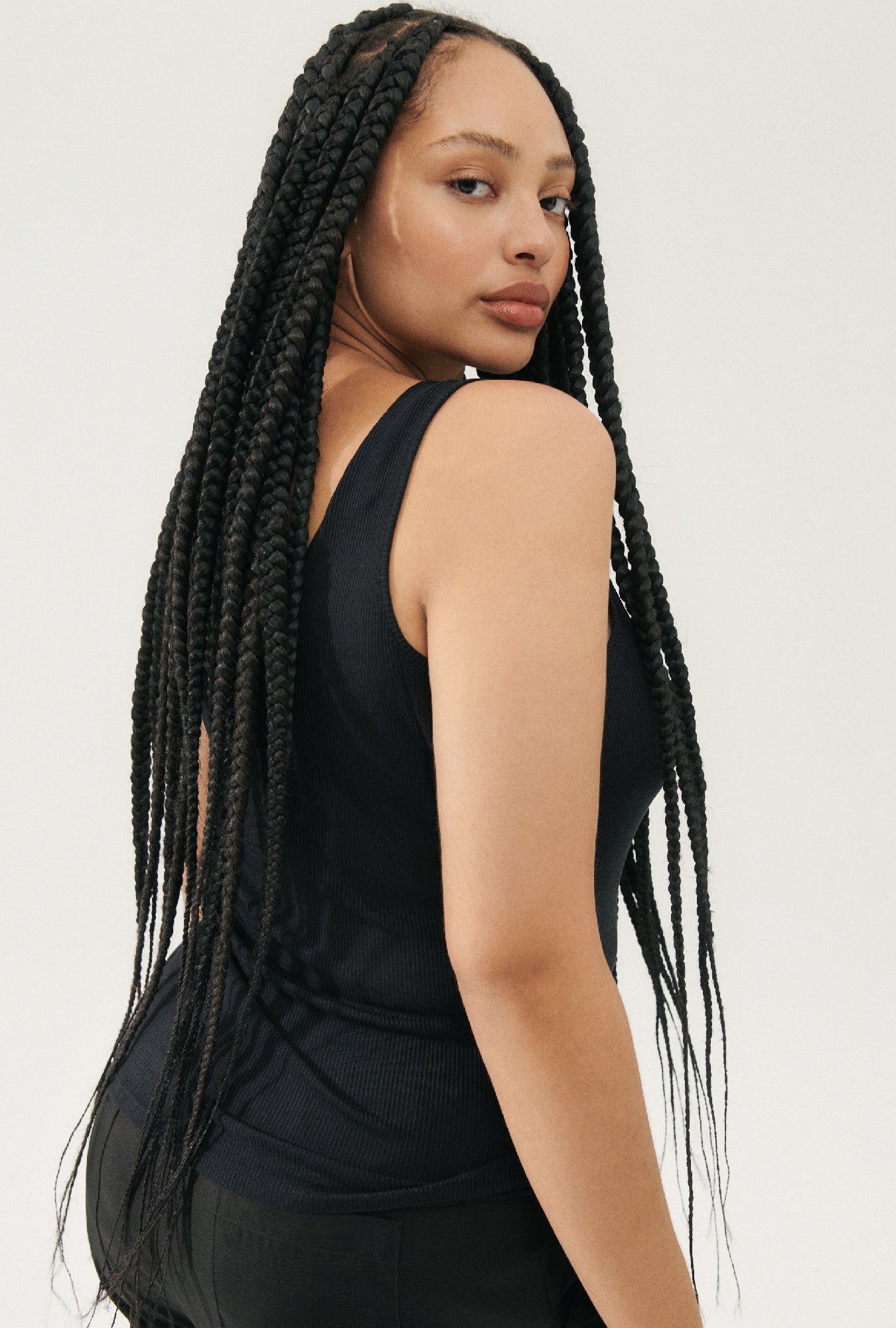 Silk Laundry Ribbed Tank (Black)