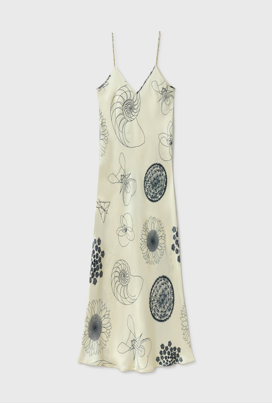 Image of Dresses. Product name - 90S Slip Dress Fibonacci Off-White in Fibonacci Off-White colour by brand - Silk Laundry
