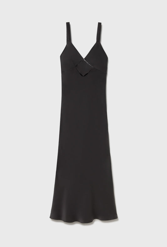Silk Laundry Diamond Deco Ruched Dress (Black)