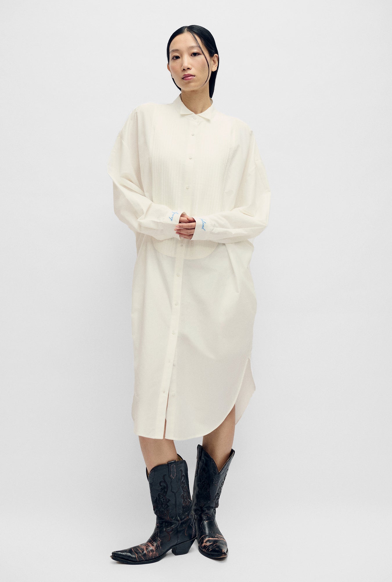 Image of Dresses. Product name - Round Tux Shirt Dress White in White colour by brand - Silk Laundry