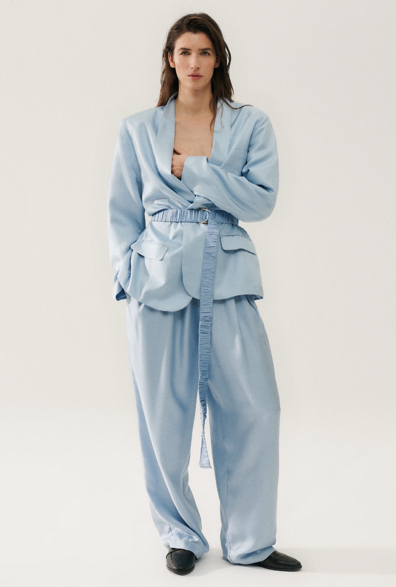 Silk Laundry Wide Long Belt (Sky)