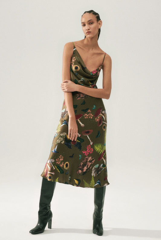 Image of Dresses. Productname: Carrie Dress Magic Mushroom Dark Earth in Magic Mushroom Dark Earth colour by brand - Silk Laundry