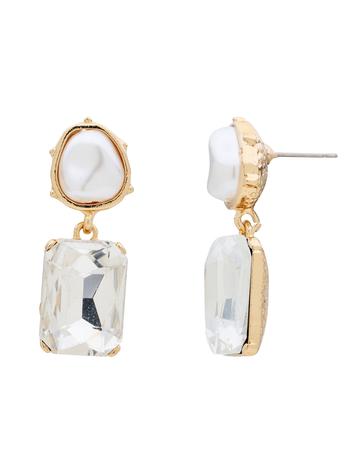 GROUP48 PEARLINE RECTANGLE STONE EARRING (Print)