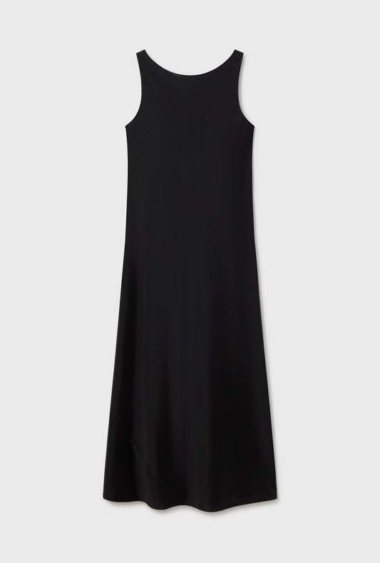 Silk Laundry Habotai Scoop Back Dress (Black)
