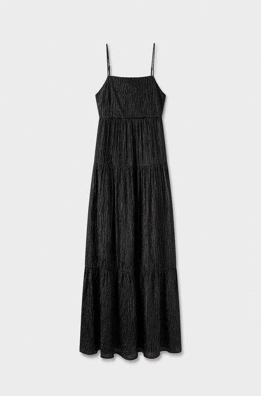 Silk Laundry Crinkle Bounce Dress (Black)