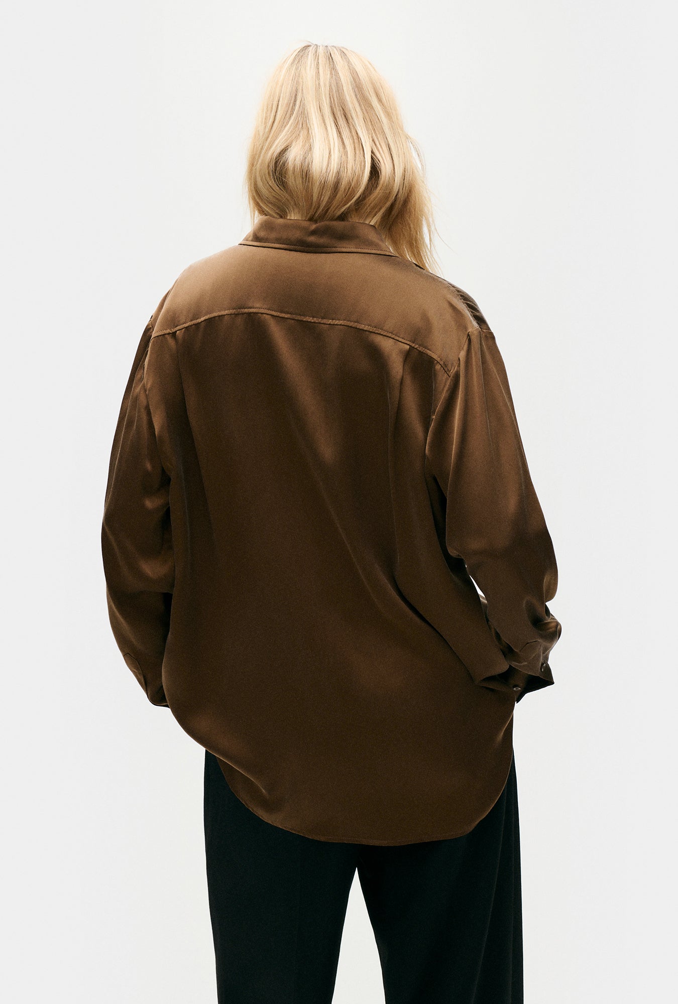 Silk Laundry Boyfriend Shirt (Dark Earth)