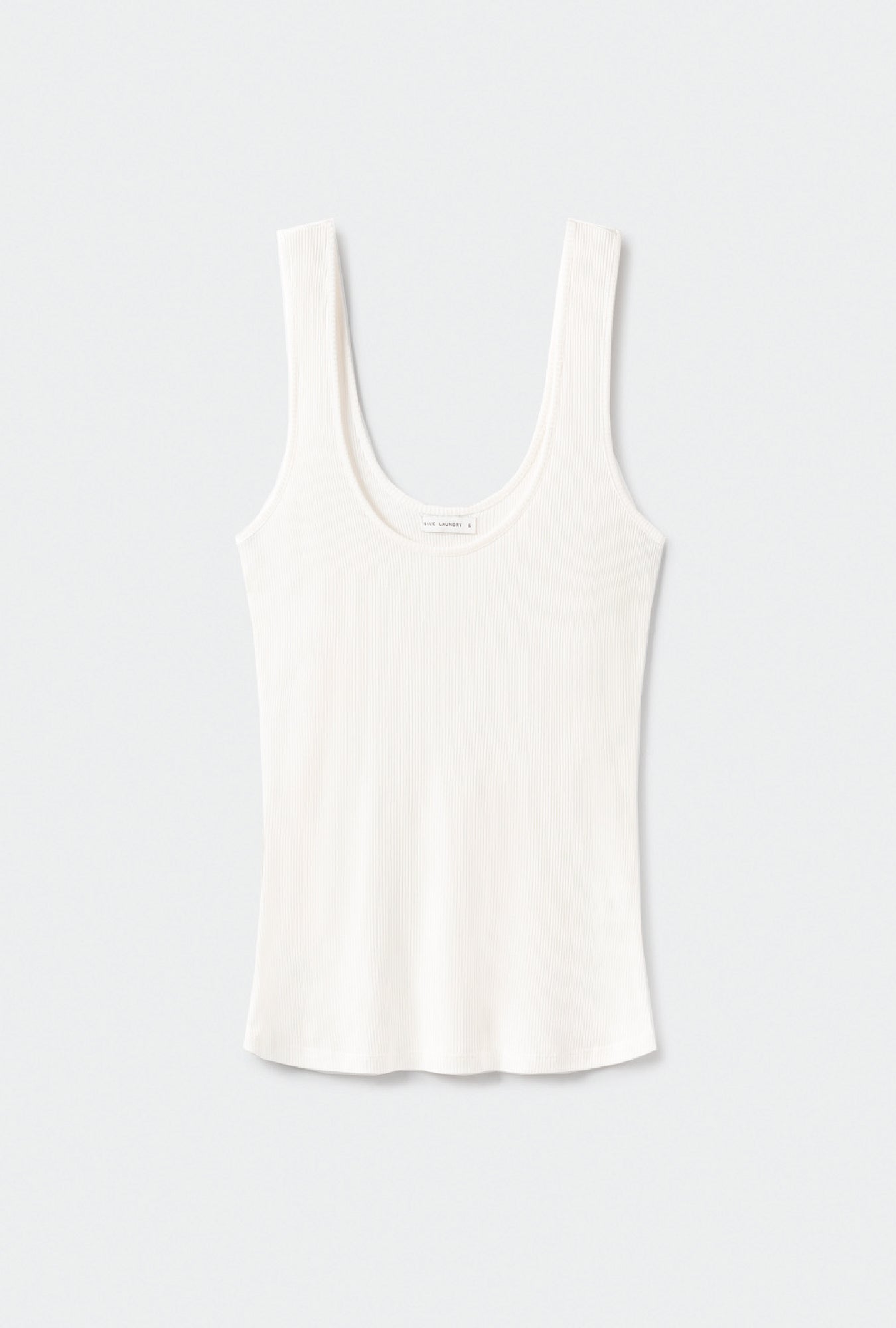 Silk Laundry Ribbed Tank (White)