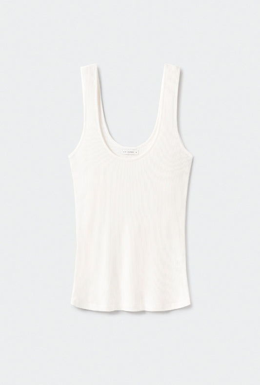 Silk Laundry Ribbed Tank (White)