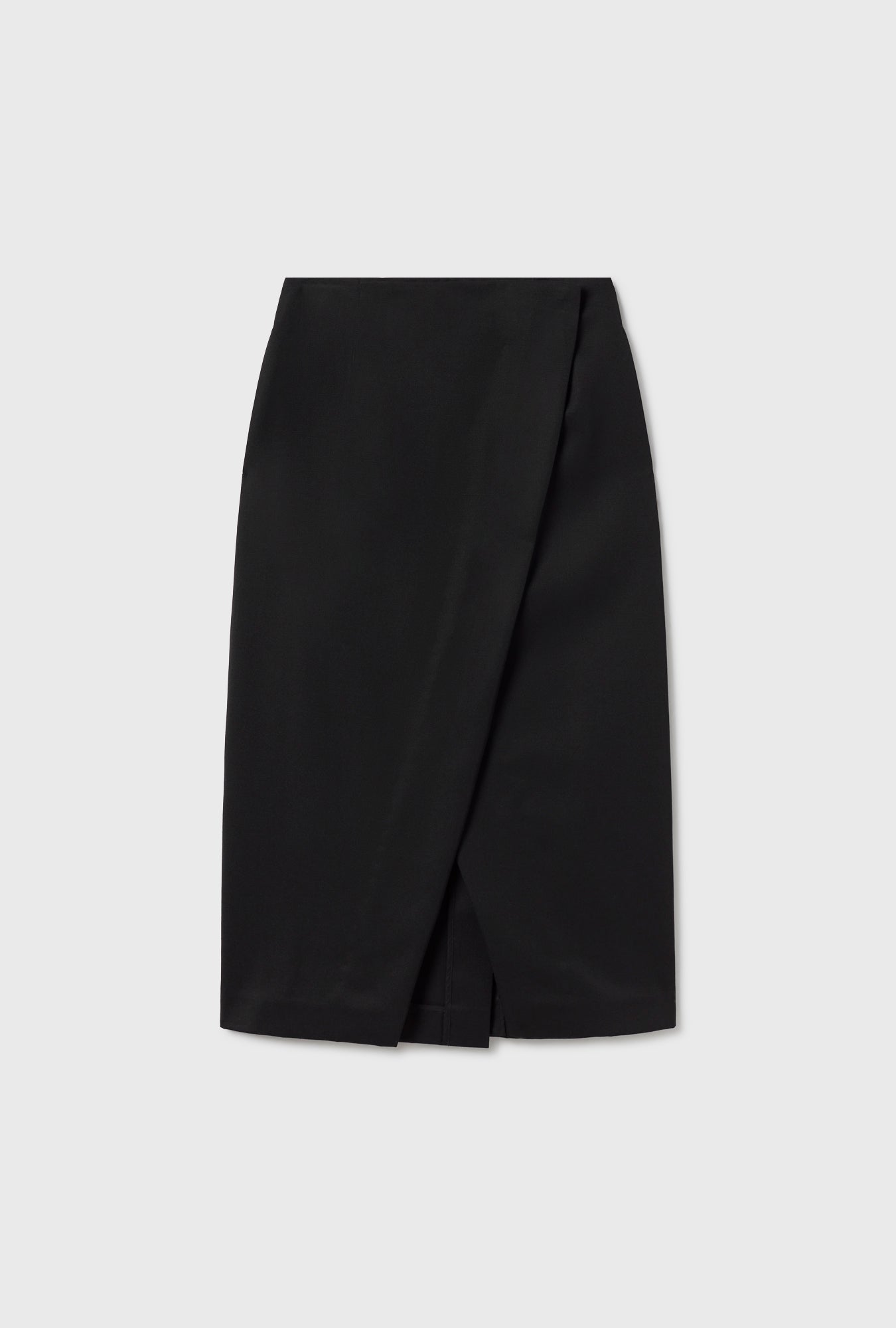 Silk Laundry Wool Wrap Skirt (Black)
