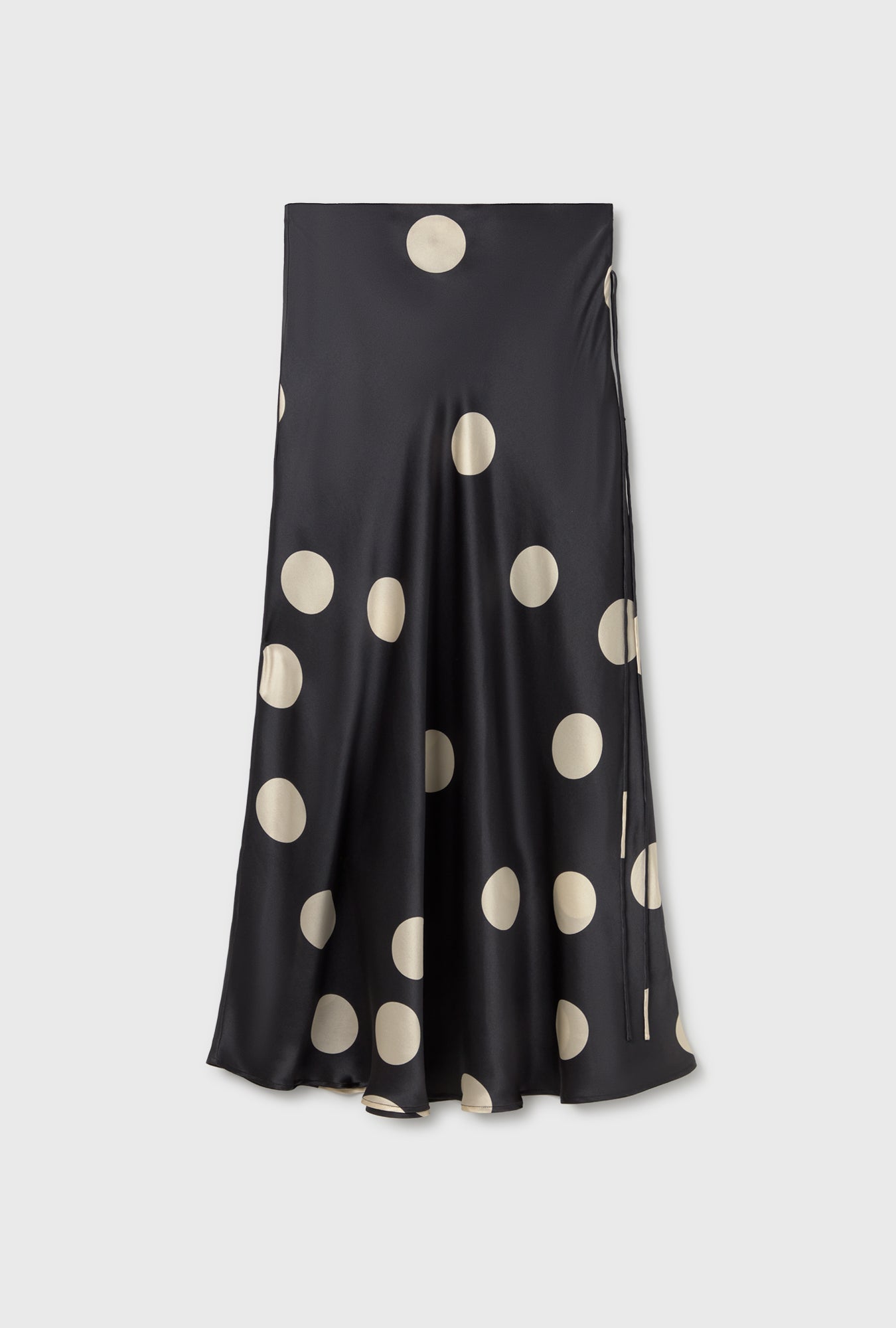 Silk Laundry Long Bias Cut Skirt (Large Polka Dot)