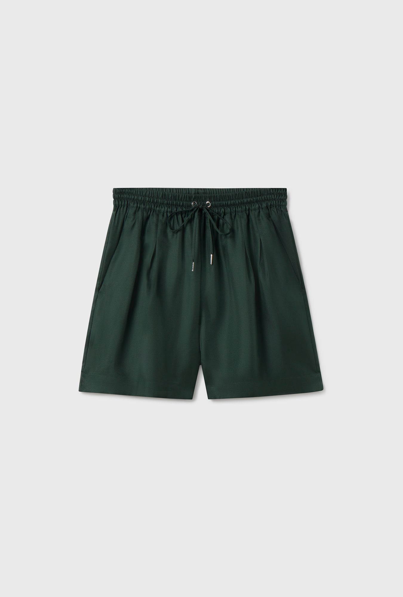 Silk Laundry Twill Slouch Shorts (Scarab)