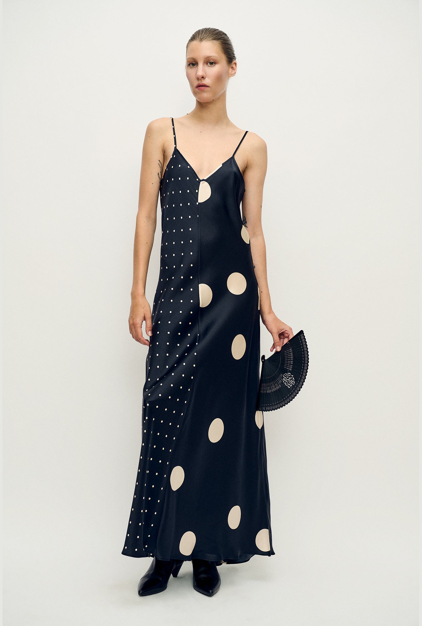 Image of Dresses. Product name - Two-Tone Dress Polka Mix in Polka Mix colour by brand - Silk Laundry