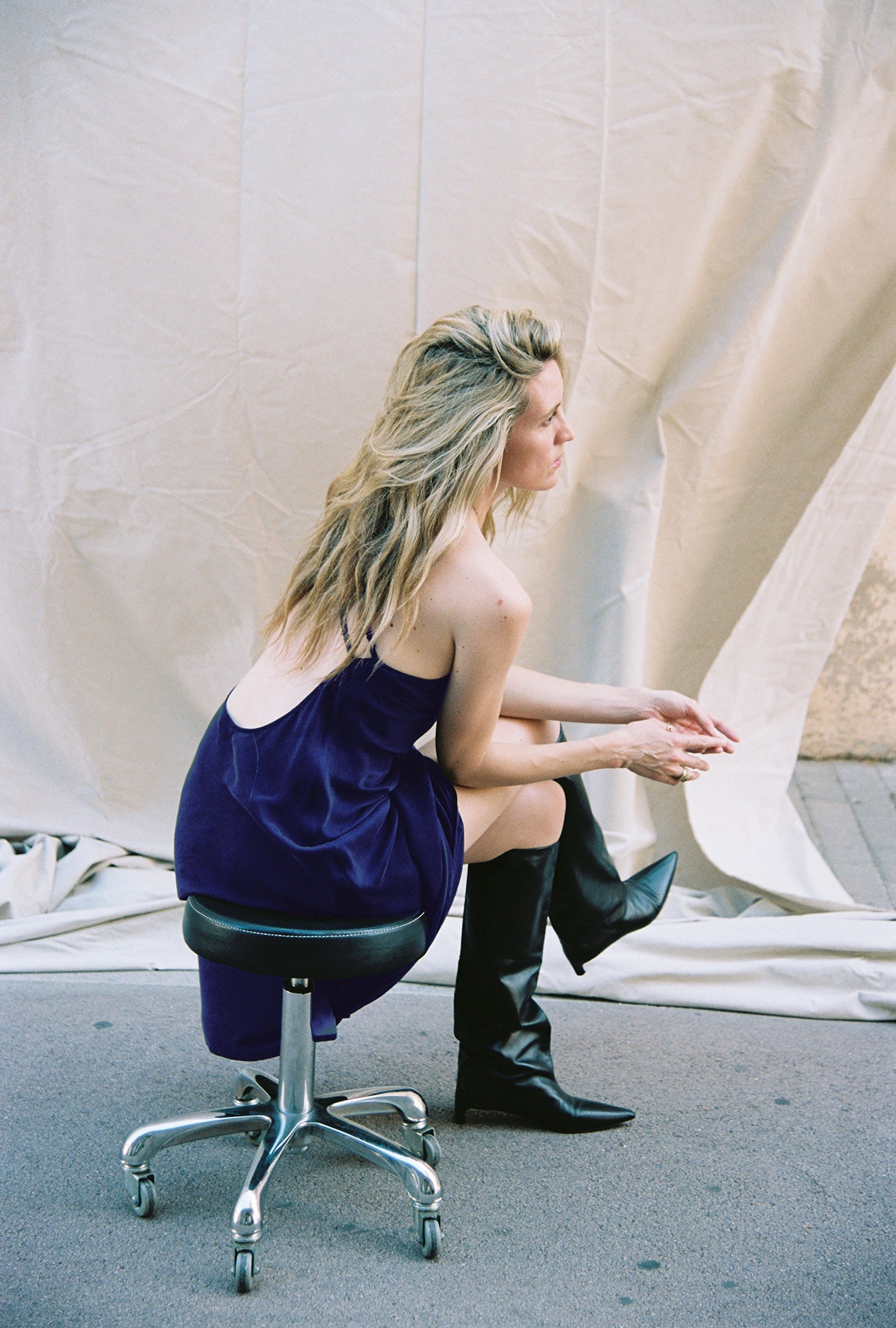 Silk Laundry Slope Dress (Purple Rain)