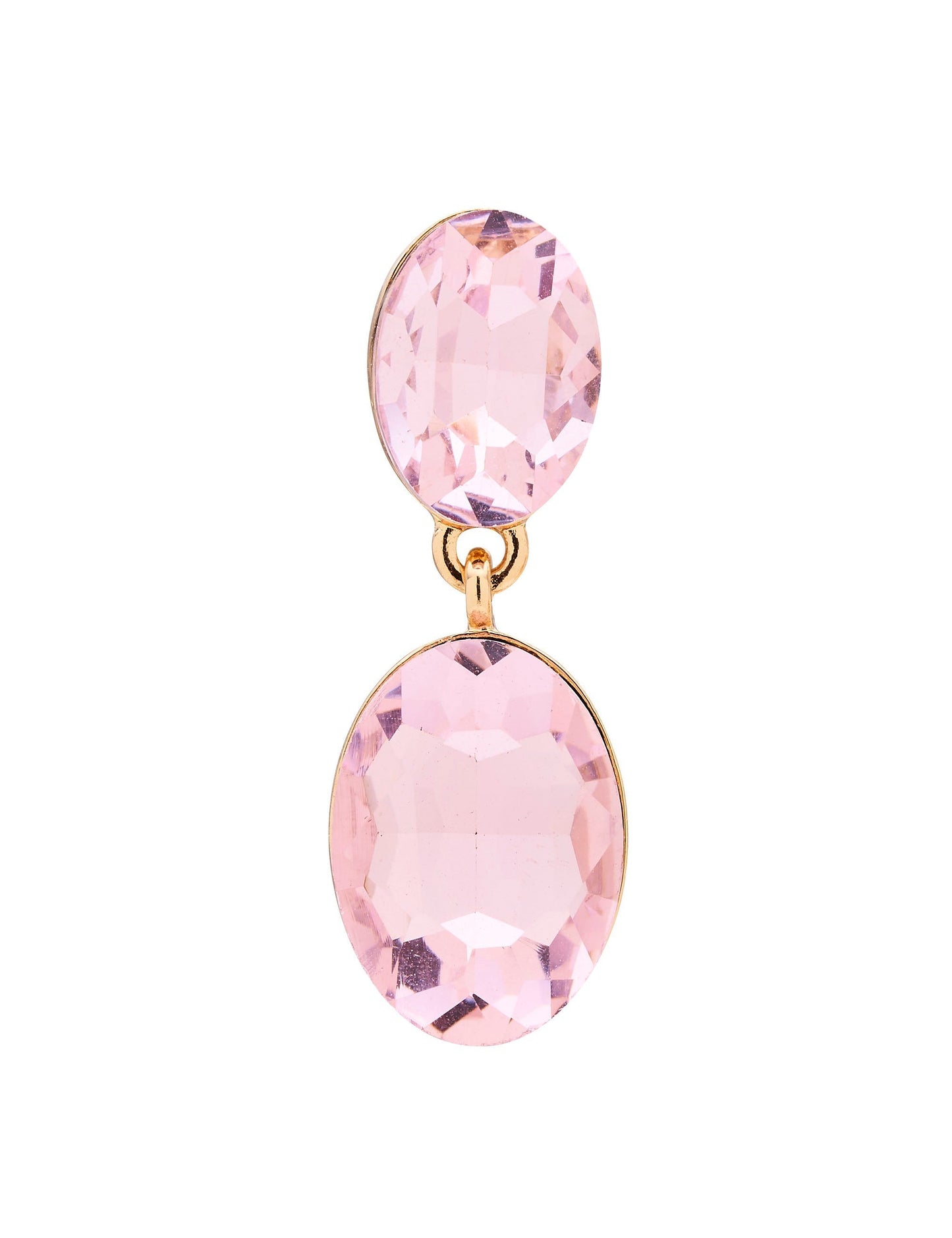 GROUP48 DOUBLE DROP OVAL STONE EARRINGS (Pink)