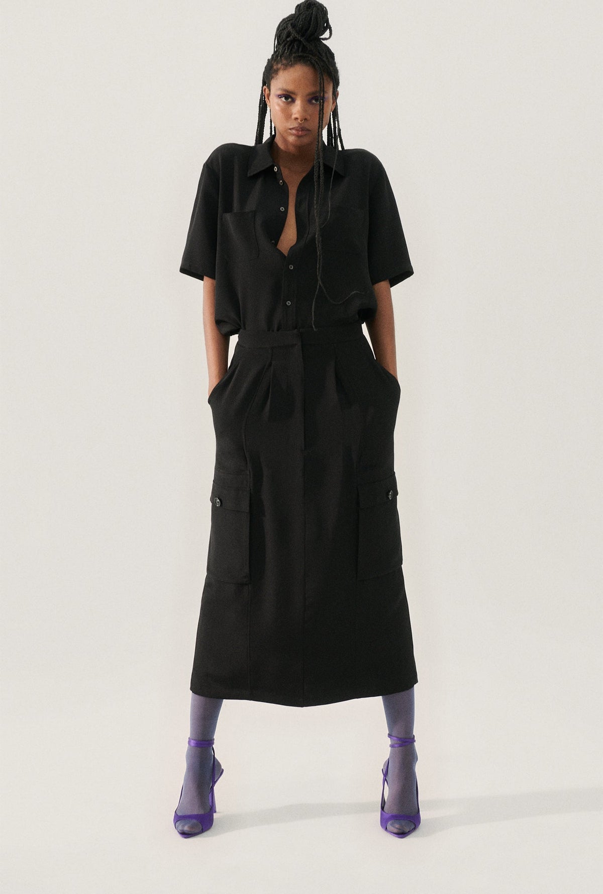 Silk Laundry CDC Long Suit Skirt (Black)