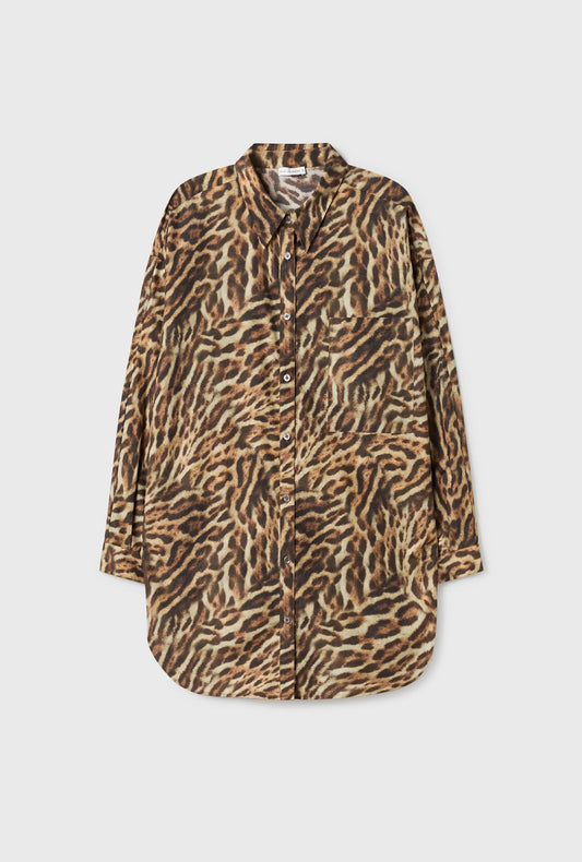 Cotton Silk Round Shirt (Leopard)
