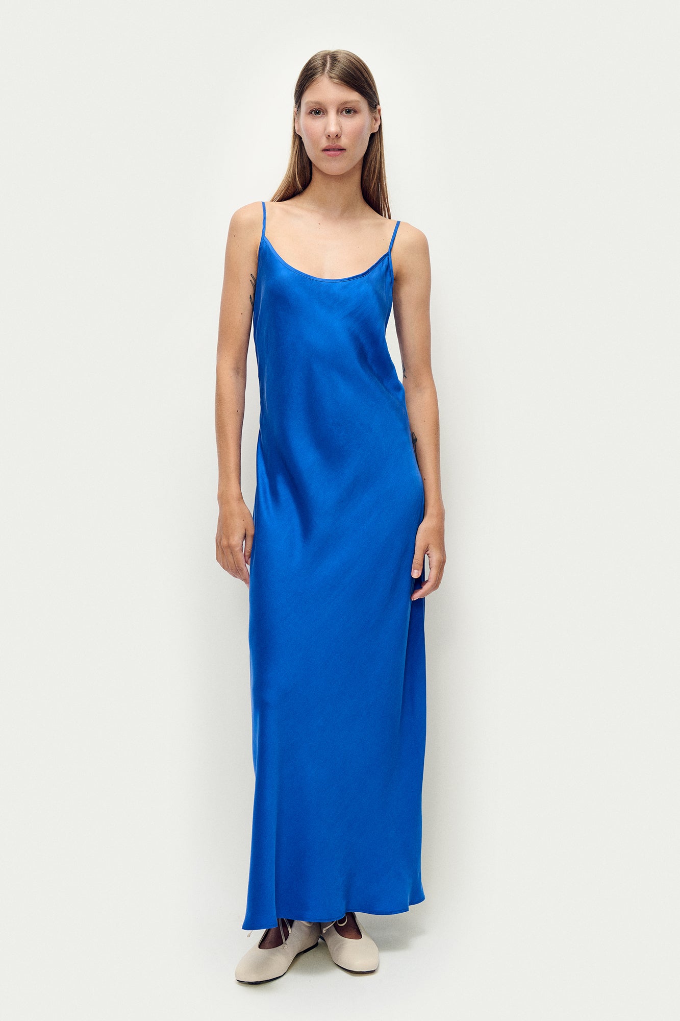 Image of Dresses. Product name - 1996 Dress Wedgwood in Wedgwood colour by brand - Silk Laundry